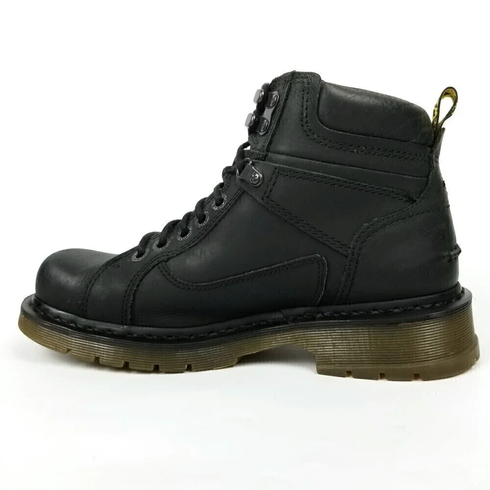 Dr. Martens Soren Moto Biker Black Stud Hiking Leather Ankle Boots Mens 9 Black